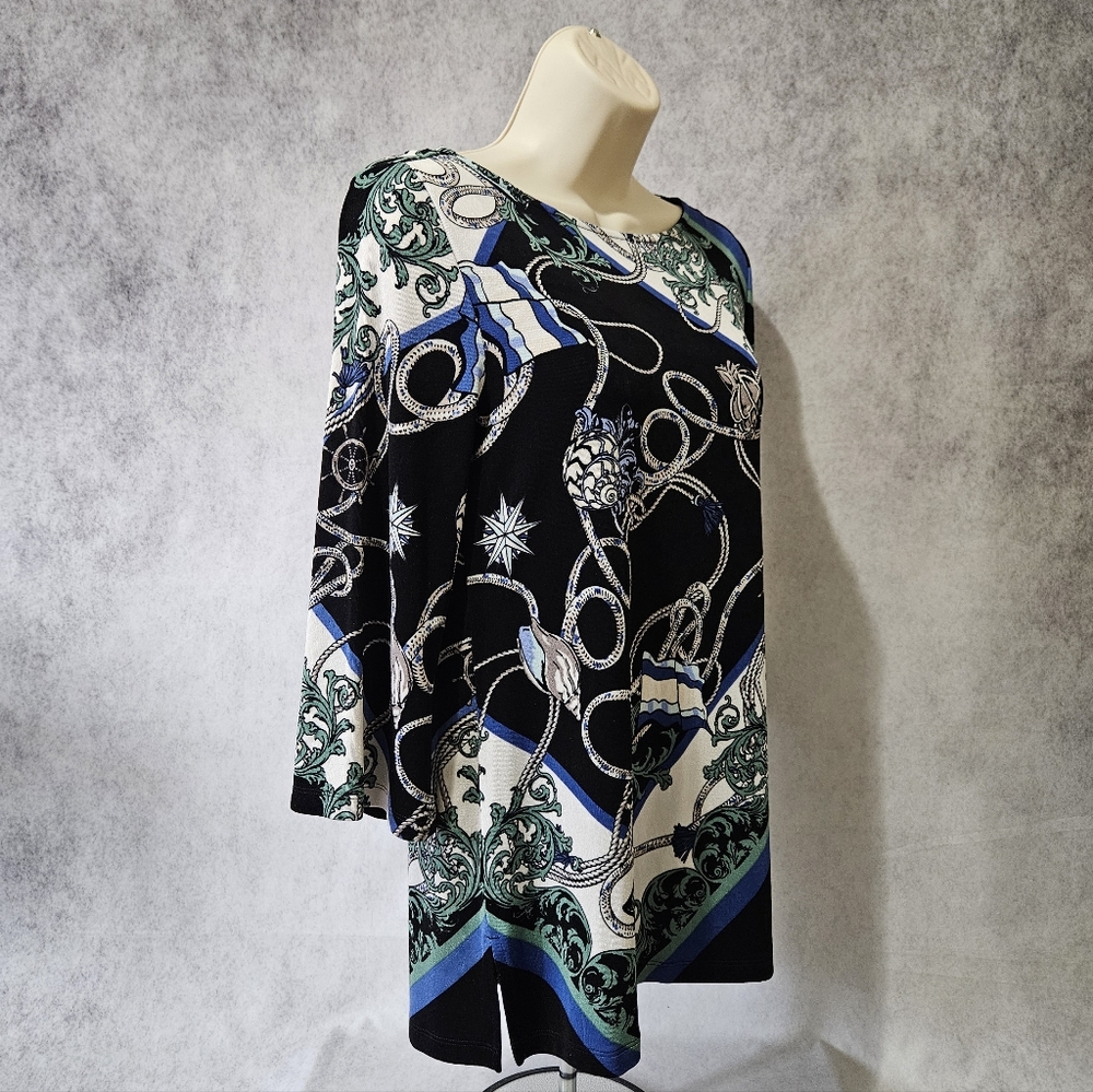 Chicos Travelers 3/4 Sleeve Nautical Tunic - Picture 5 of 12